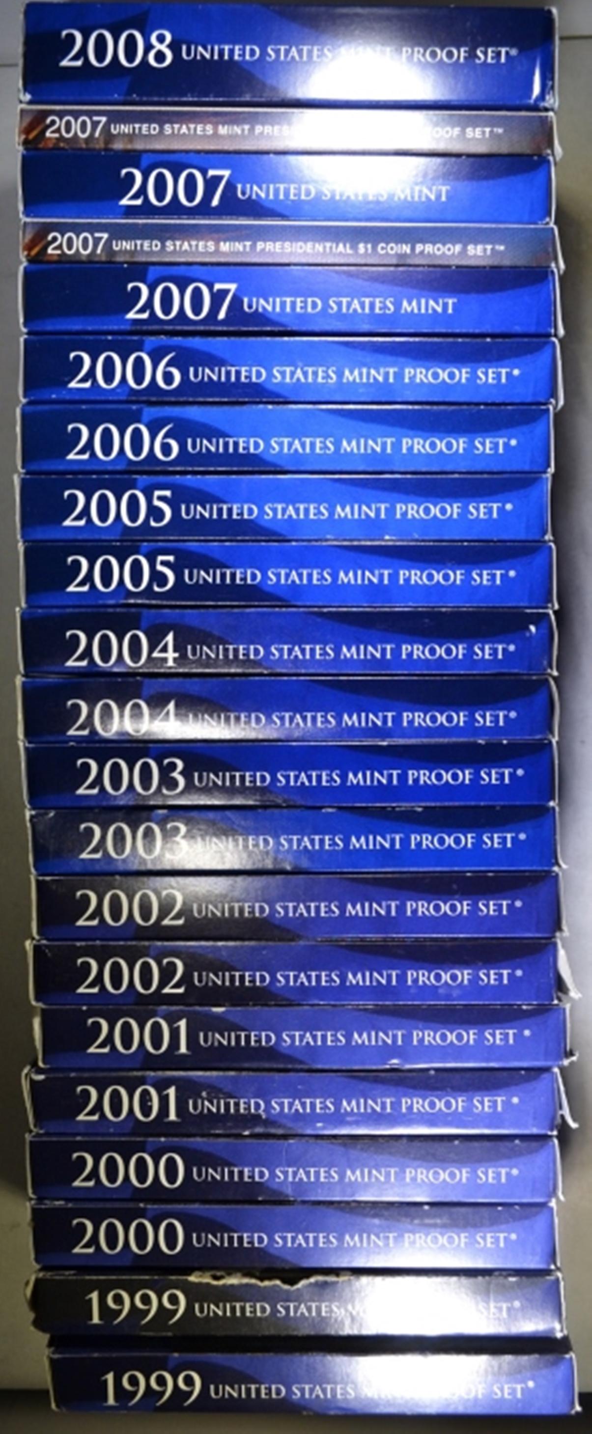 1999-2008 PROOF SETS IN BOX W/ COA (1 of 7)