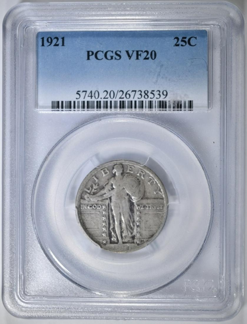 1921 STANDING LIBERTY QUARTER PCGS VF-20: BID WITH SILVER CITY AUCTIONS ESTIMATE $550 - $650.
