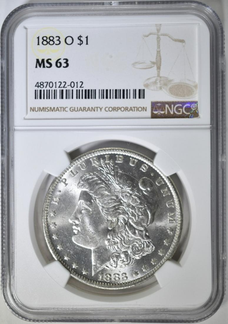 1883-O MORGAN DOLLAR NGC MS-63: LEADERS IN ON-LINE AUCTIONS ESTIMATE $75 - $100.
