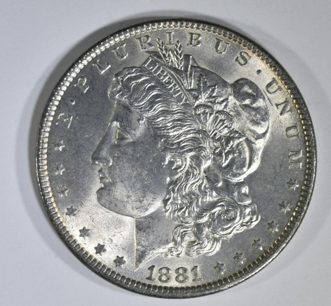 1881 MORGAN DOLLAR GEM BU: LEADERS IN ON-LINE AUCTIONS ESTIMATE $400 - $425.