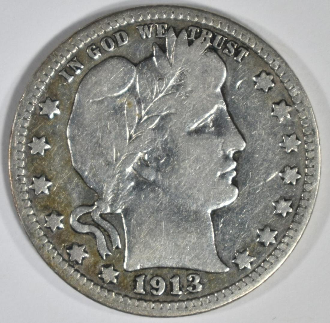 1913 BARBER QUARTER  F/VF (1 of 2)