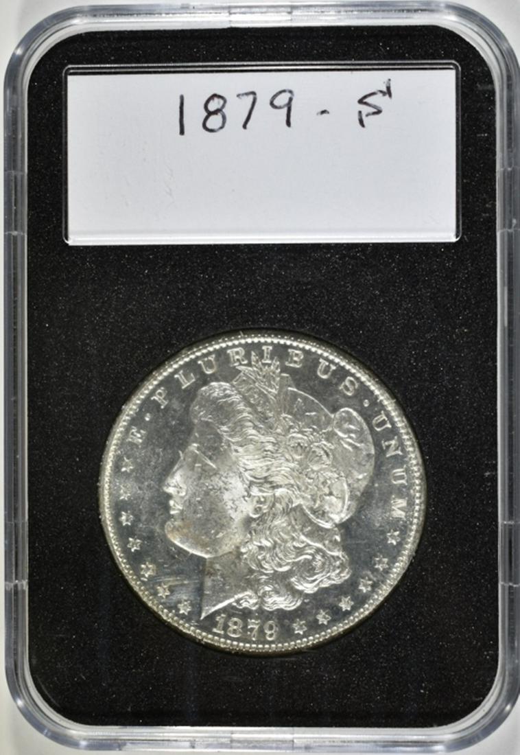 1879-S MORGAN DOLLAR, GEM BU- NICE!! IN PLASTIC SL (1 of 4)
