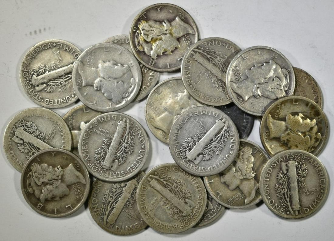 20 CIRC MERCURY DIMES WITH MINT MARKS; (1 of 2)