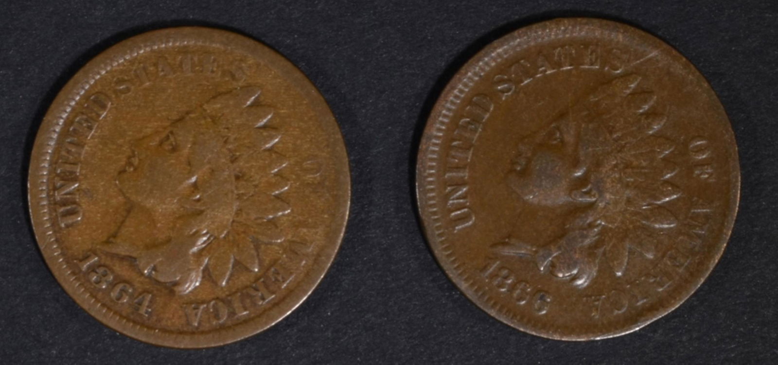 1864 L  GOOD & 1866 VG INDIAN CENTS (1 of 2)
