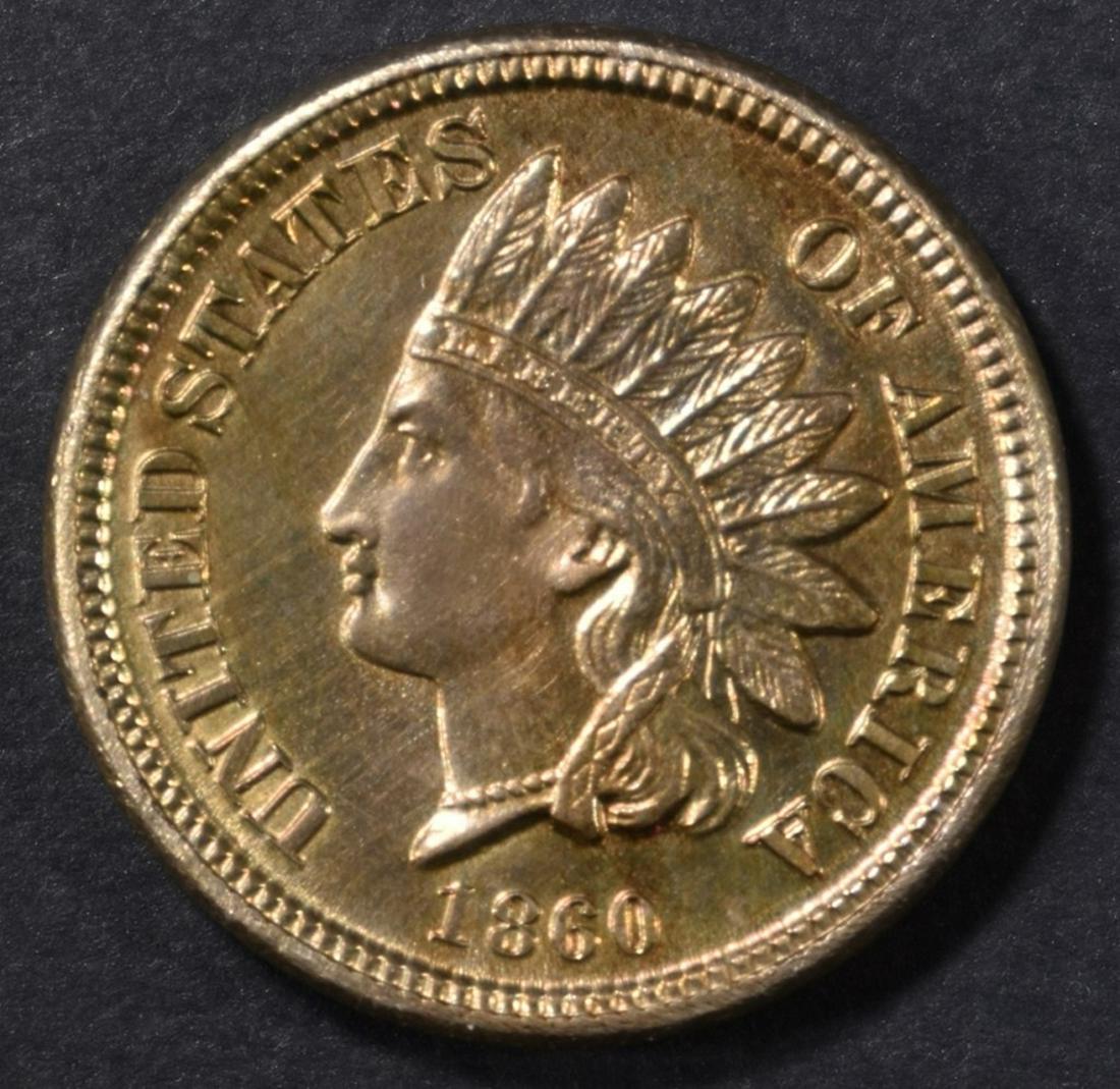 1860 INDIAN CENT GEM BU: BID WITH SILVER CITY AUCTIONS ESTIMATE $800 - $900.