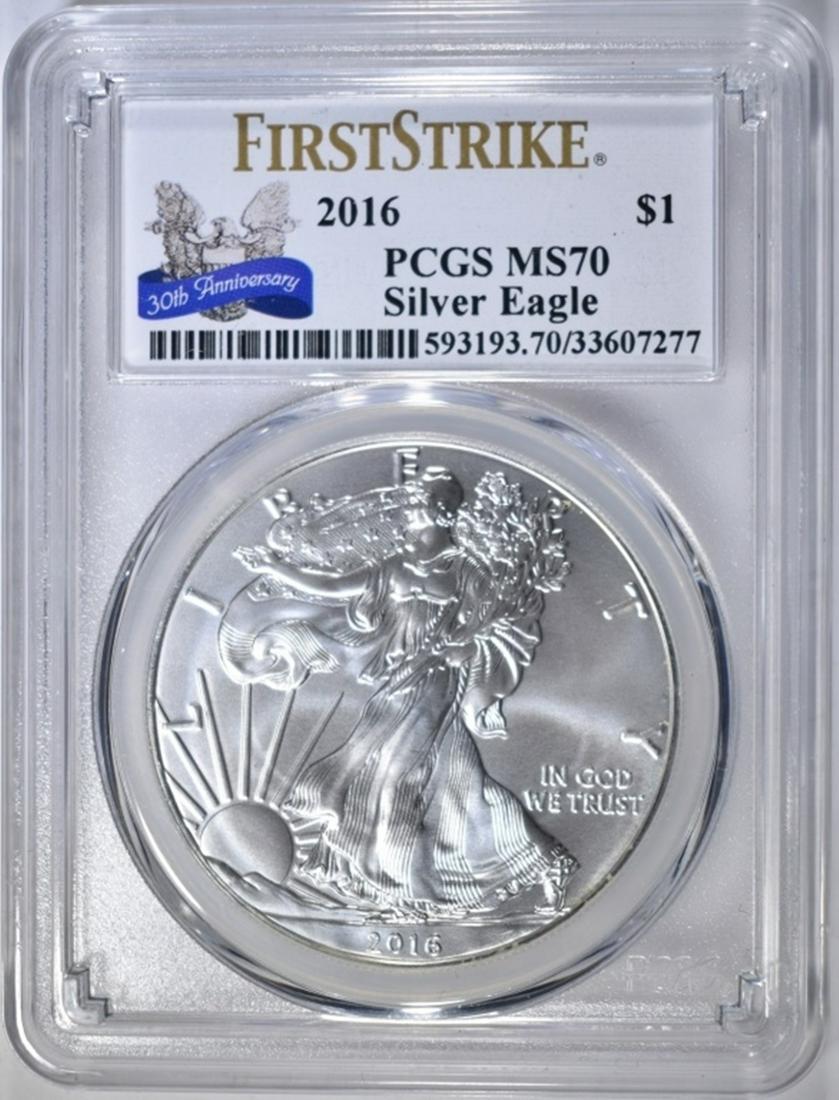 2016 AMERICAN SILVER EAGLE, PCGS MS-70 1st STRIKE (1 of 4)