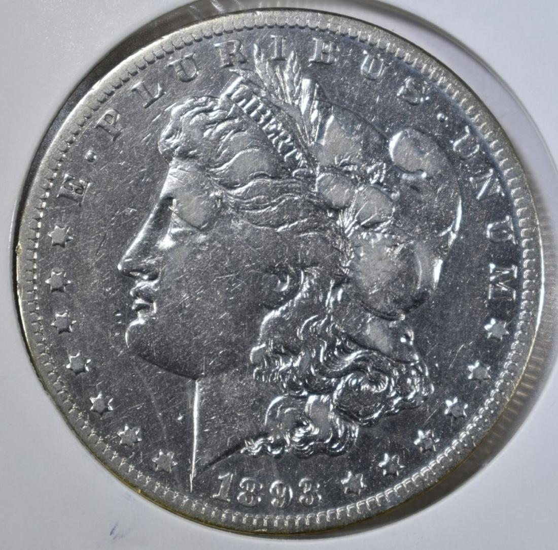 1893-CC MORGAN DOLLAR FINE: WEEKLY COIN & CURRENCY AUCTIONS ESTIMATE $275 - $300.
