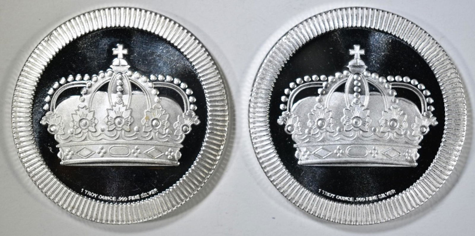 2-ONE OUNCE .999 SILVER STACKABLE CROWN ROUNDS (1 of 2)
