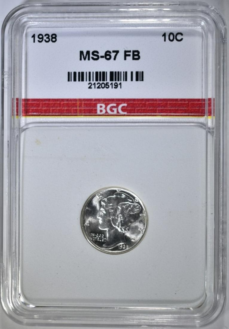 1938 MERCURY DIME, BGC SUPERB GEM BU FB (1 of 4)