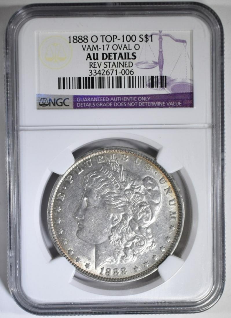 1888-O MORGAN DOLLAR NGC AU DETAILS: BID WITH SILVER CITY AUCTIONS ESTIMATE $175 - $200.