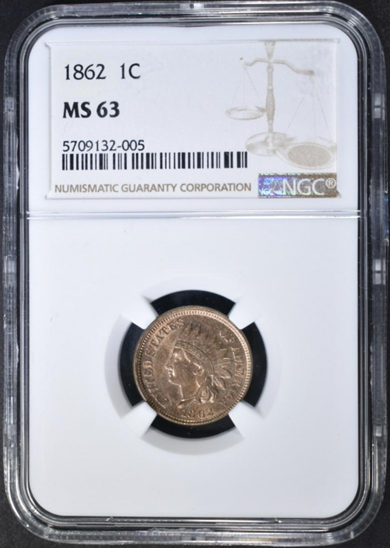 1862 INDIAN CENT  NGC MS-63 (1 of 4)