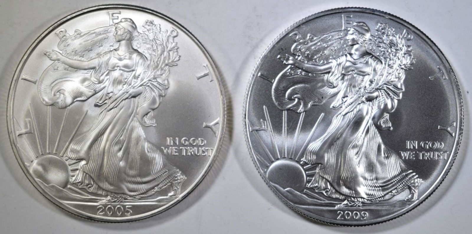 2005 & 2009 BU AMERICAN SILVER EAGLES (1 of 2)