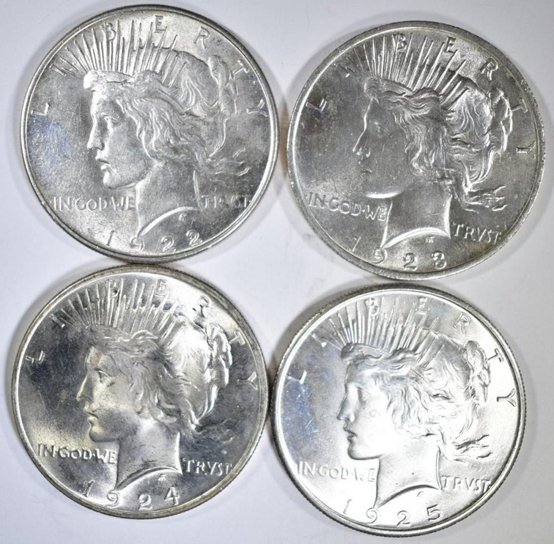 1922, 23, 24, 25 PEACE DOLLARS BU (1 of 2)