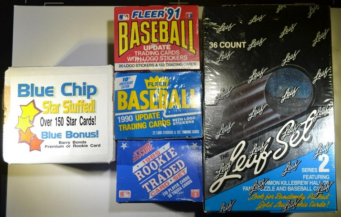BASEBALL CARD LOT- 4 FACTORY SETS & BOX OF 150 (1 of 6)