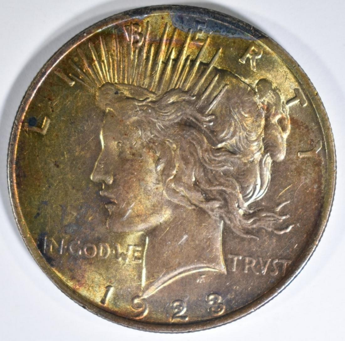 1923 PEACE DOLLAR CH BU RAINBOW COLOR (1 of 2)