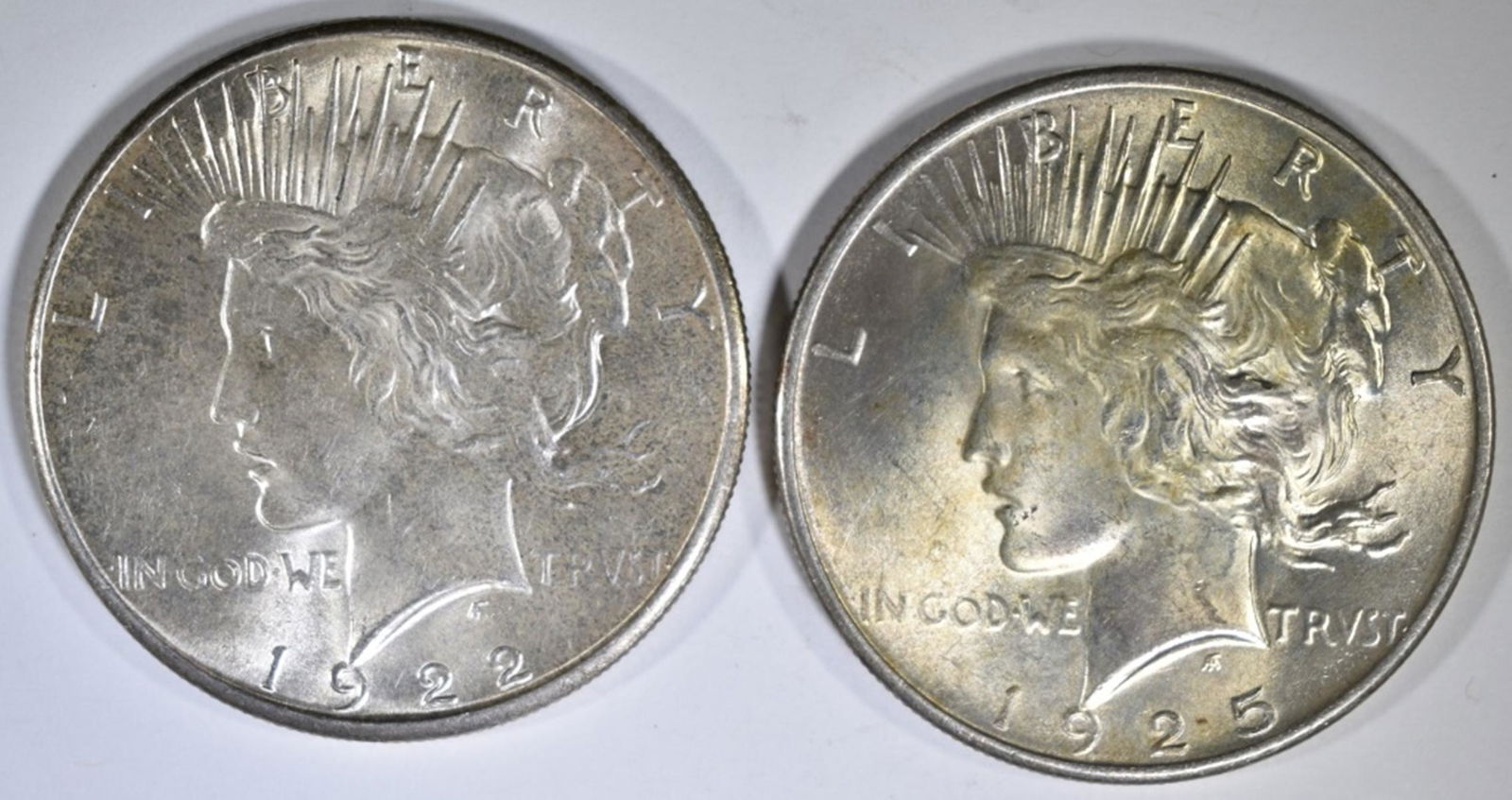 1922-S & 1925 PEACE DOLLARS CH BU (1 of 2)