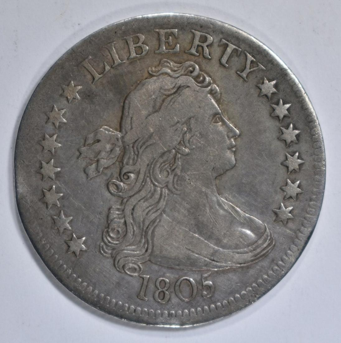 1805 DRAPED BUST QUARTER XF: WEEKLY COIN & CURRENCY AUCTIONS ESTIMATE $2900 - $3300.