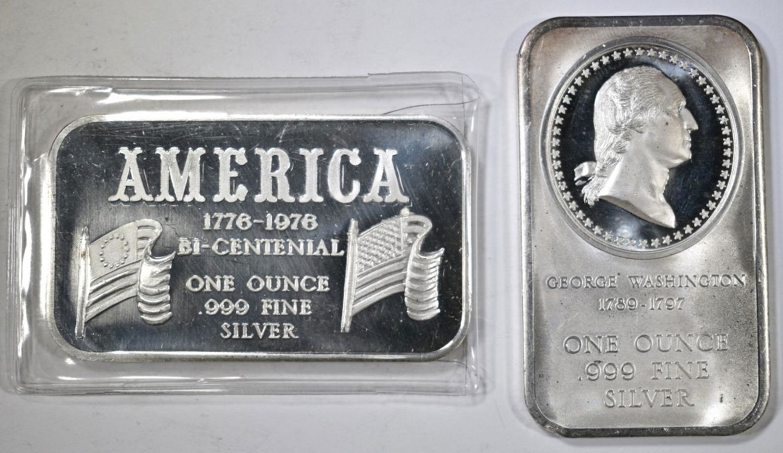 2-VINTAGE ONE OUNCE .999 SILVER BARS (1 of 2)
