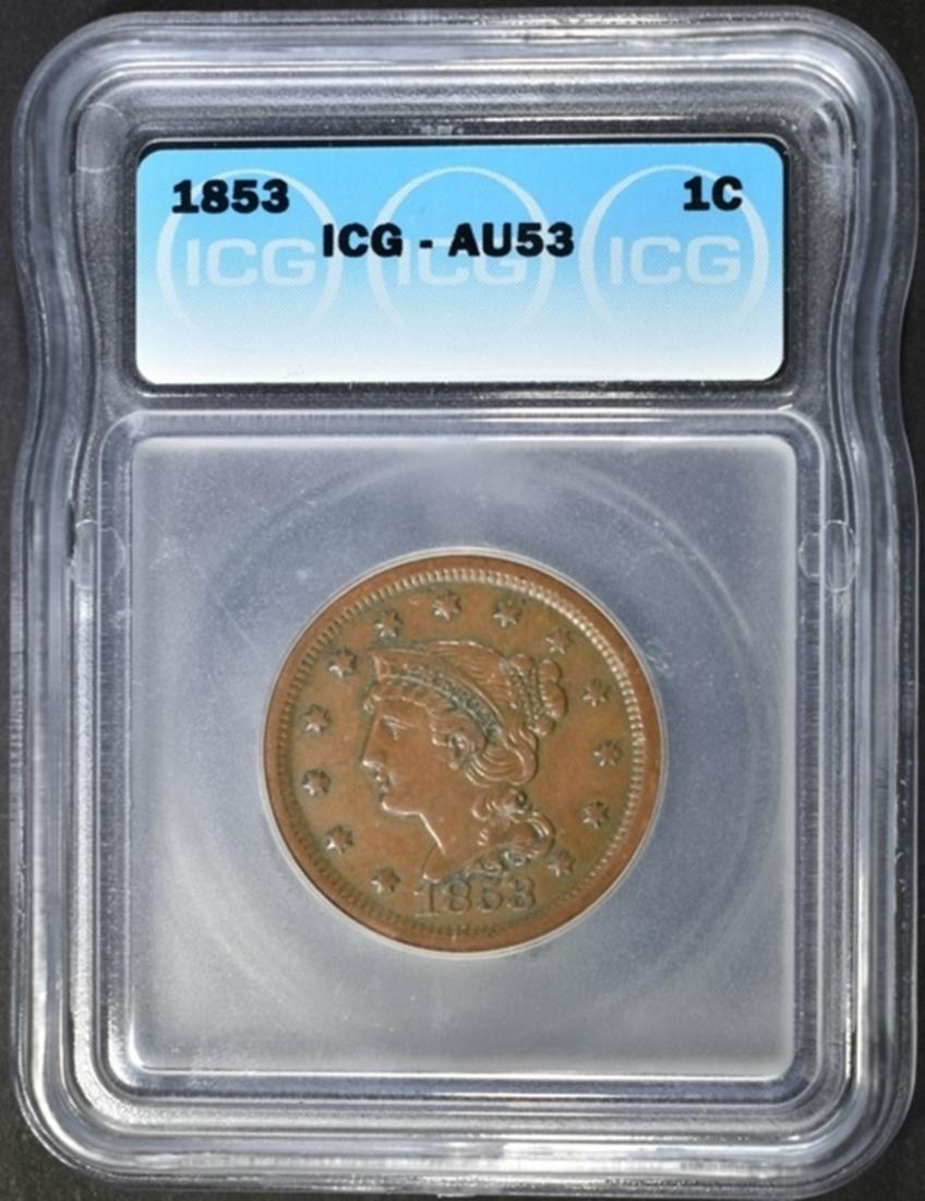 1853 LARGE CENT ICG AU-53 (1 of 4)