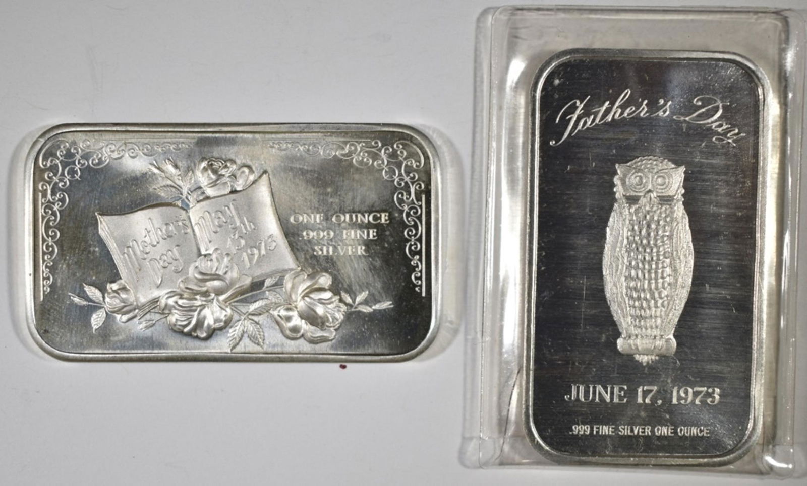 2-VINTAGE ONE OUNCE .999 SILVER BARS (1 of 2)