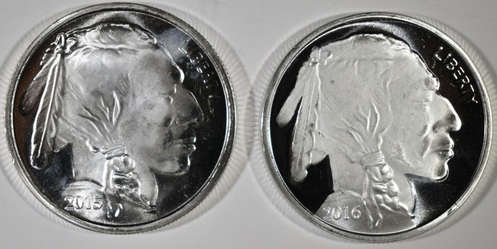 2015 & 2016 1-Oz .999 SILVER BUFFALO/INDIAN ROUNDS (1 of 2)
