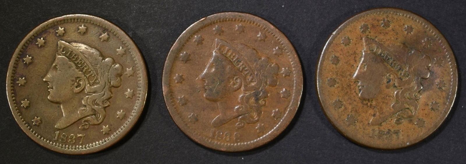 LOT OF 3 LARGE CENTS: (1 of 2)