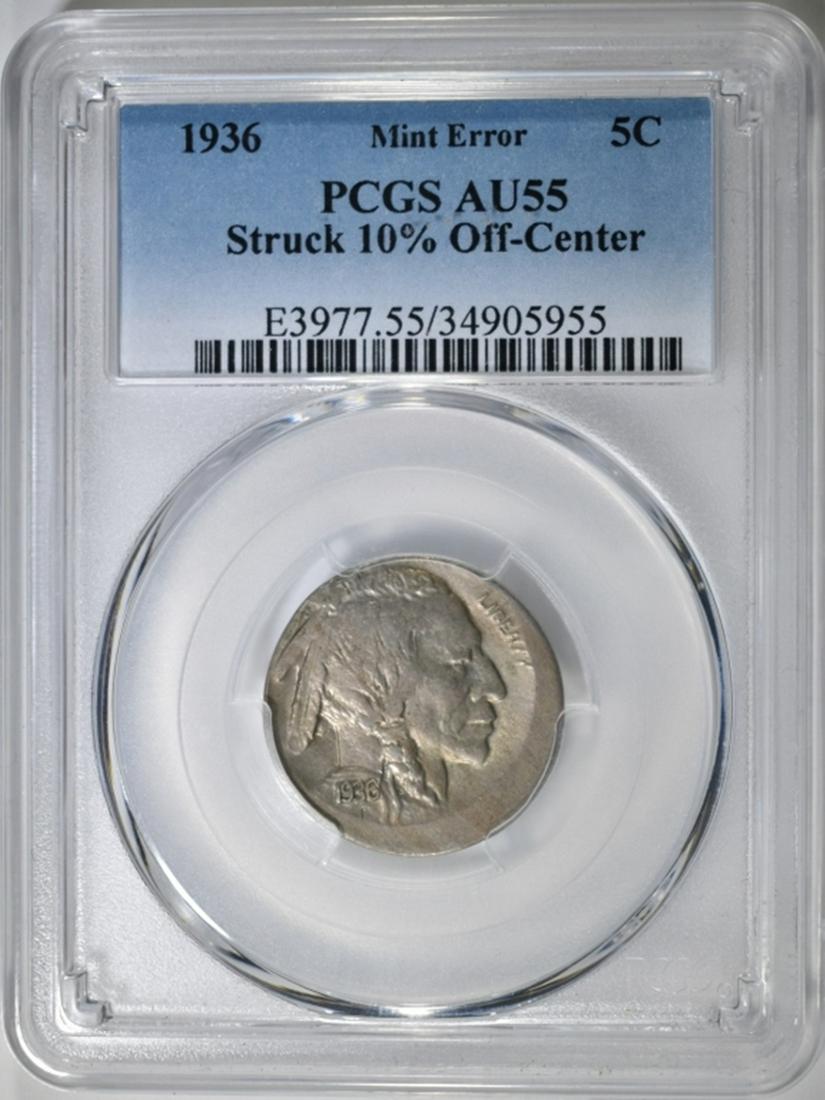 1936 BUFFALO NICKEL  PCGS AU-55 MINT ERROR (1 of 4)
