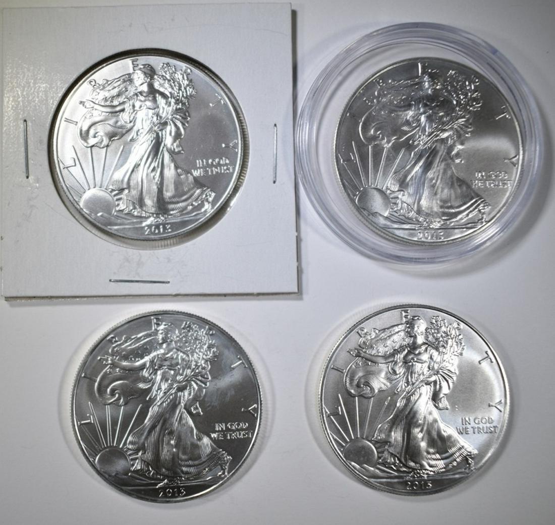 4 2013 UNC AMERICAN SILVER EAGLES (1 of 2)