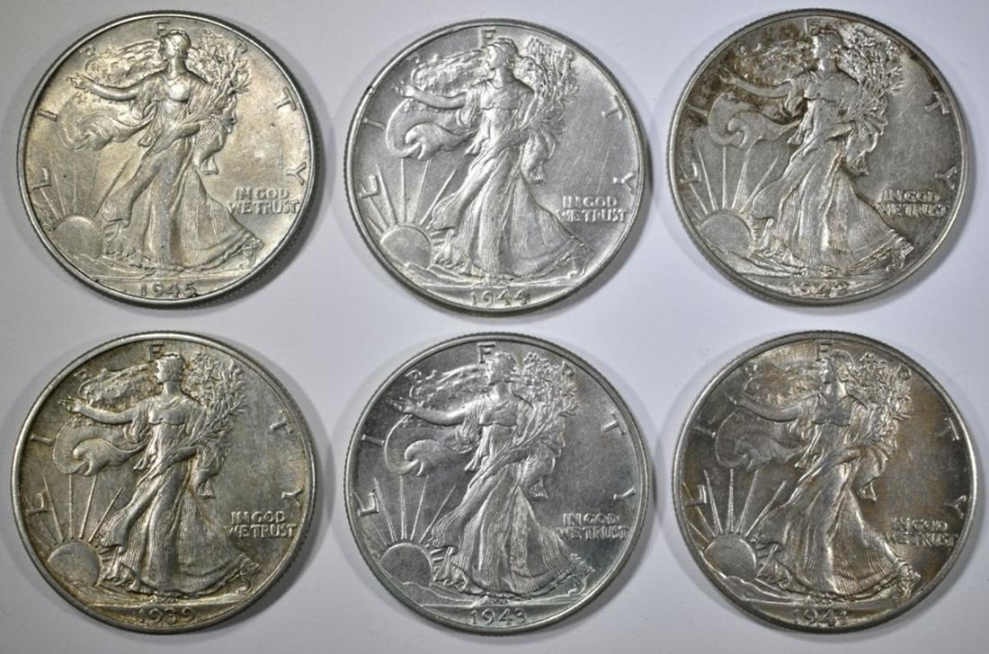 6 WALKING LIBERTY HALVES AU (1 of 2)