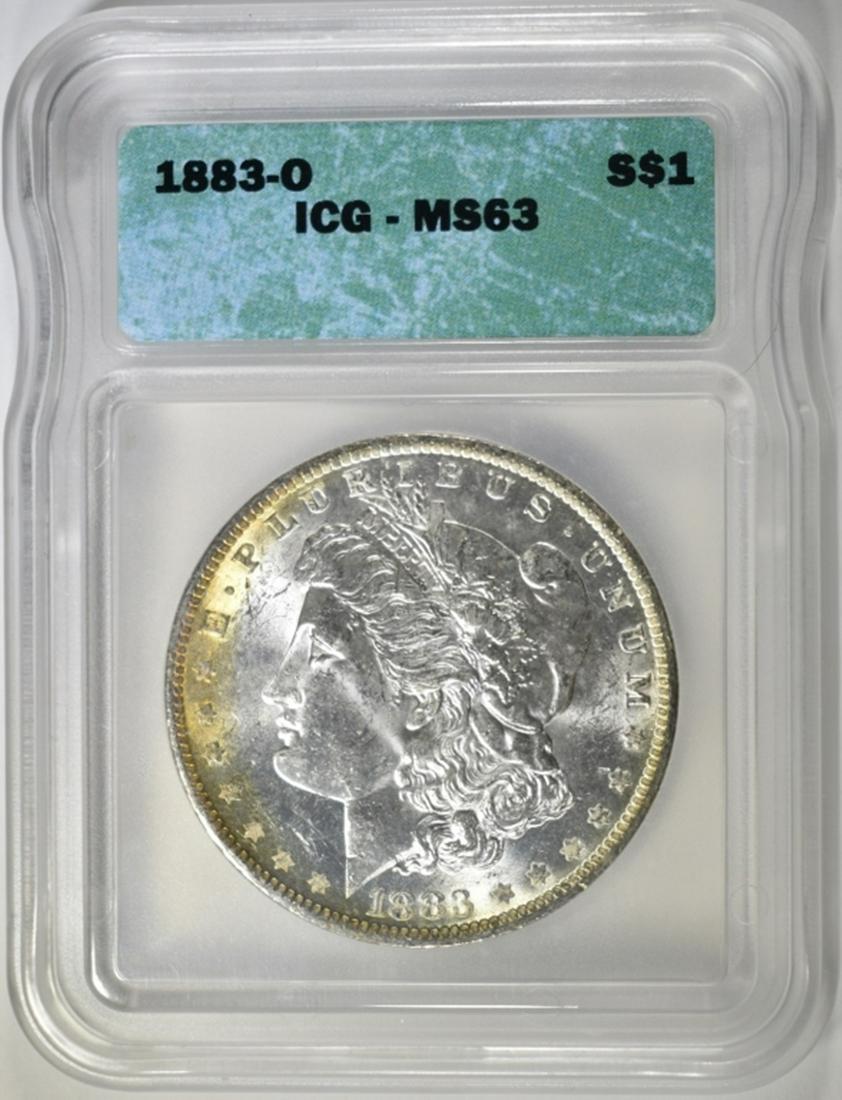 1883-O MORGAN DOLLAR, ICG MS-63: TOP RATED AUCTION HOUSE ESTIMATE $75 - $90.