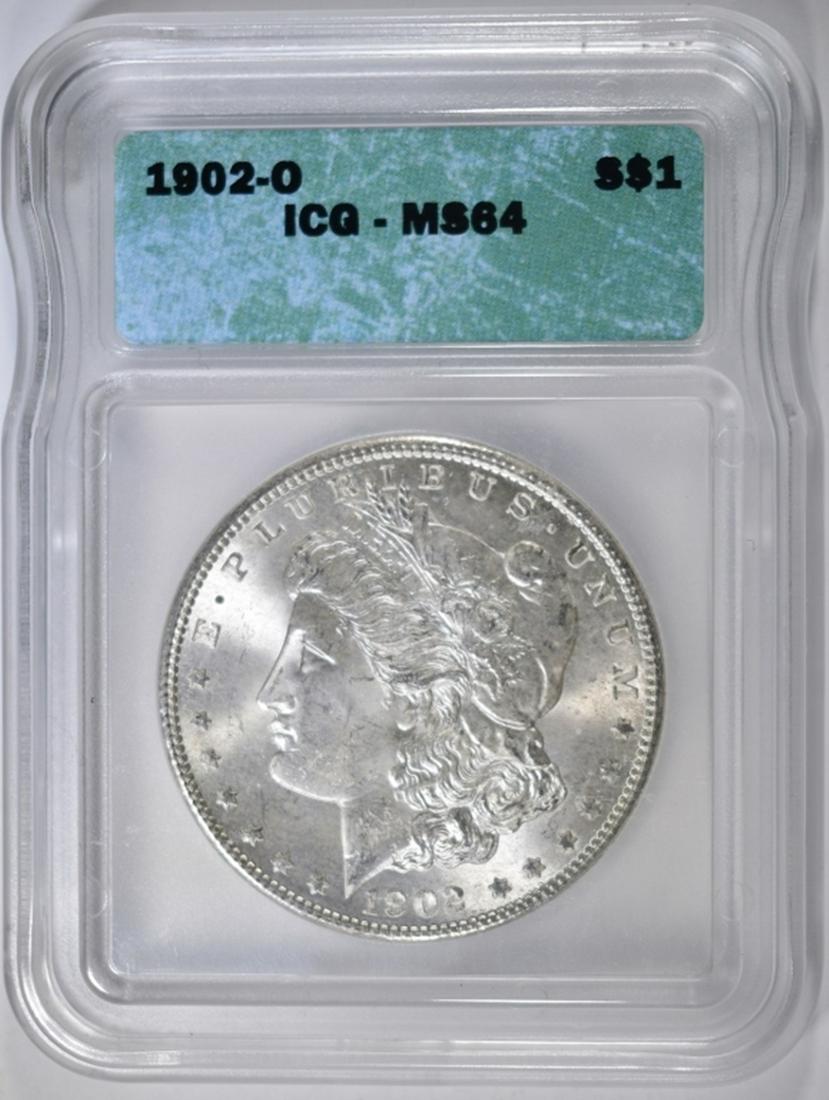 1902-O MORGAN DOLLAR, ICG MS-64: TOP RATED AUCTION HOUSE ESTIMATE $75 - $100.