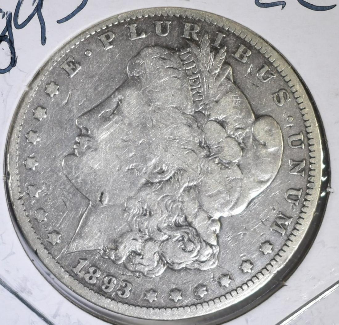1893-CC MORGAN DOLLAR GOOD: WEEKLY COIN & CURRENCY AUCTIONS ESTIMATE $250 - $275. Location 0