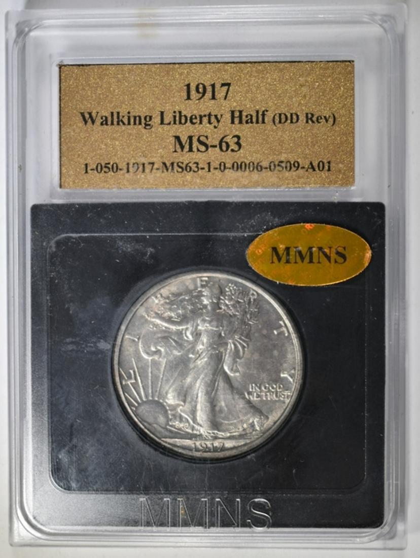 1917 WALKING LIBERTY HALF DOLLAR, MMNS CH BU: LOW COST FLAT RATE SHIPPING ESTIMATE $175 - $200. Location 50