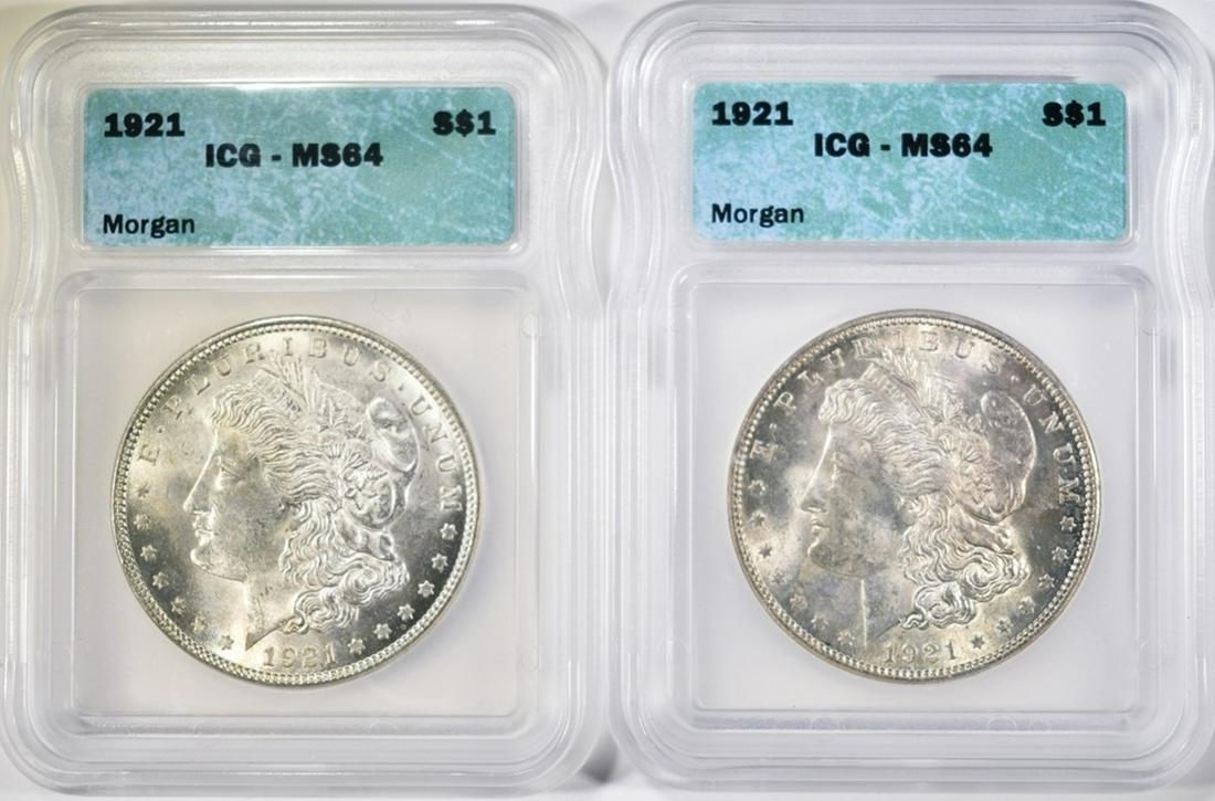 2-1921 MORGAN DOLLARS ICG MS64 (1 of 2)