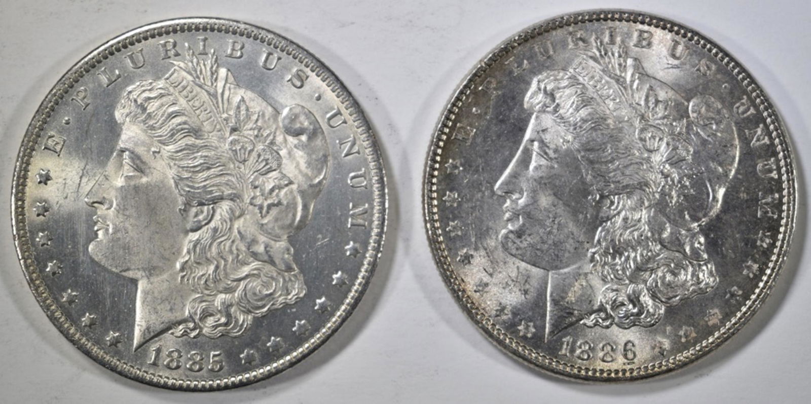 1885-O & 86 MORGAN DOLLARS  CH BU (1 of 2)