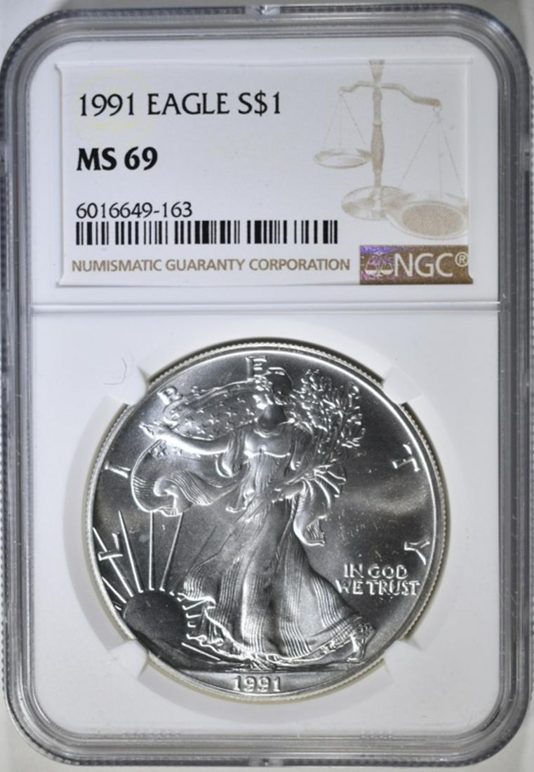 1991 AMERICAN SILVER EAGLE, NGC MS-69 (1 of 4)