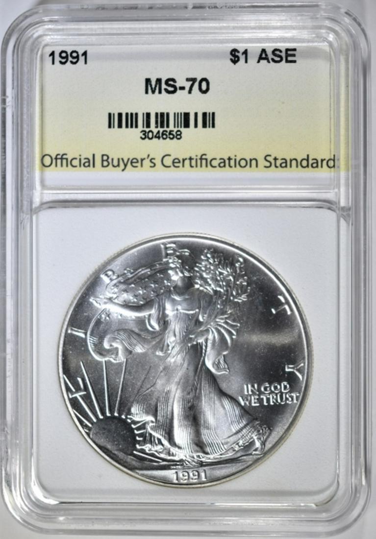 1991 AMERICAN SILVER EAGLE, OBCS PERFECT GEM BU (1 of 4)