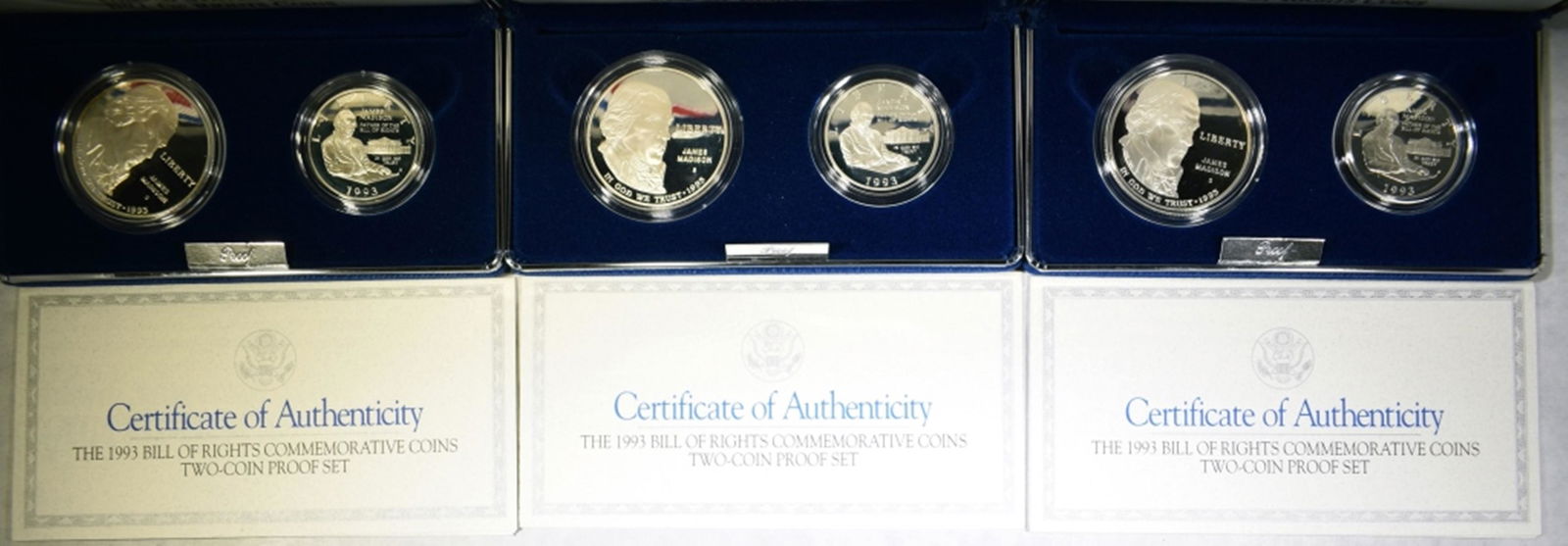 3-1993 BILL OF RIGHTS 2-COIN PROOF SETS (1 of 3)