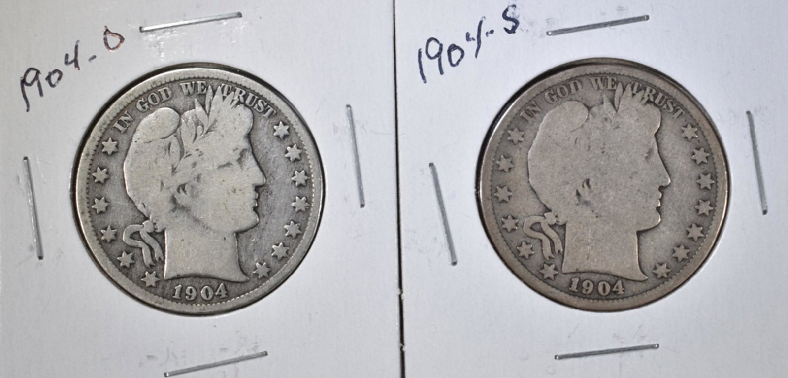 1904-S GOOD & 1904-O VG BARBER HALF DOLLARS (1 of 2)