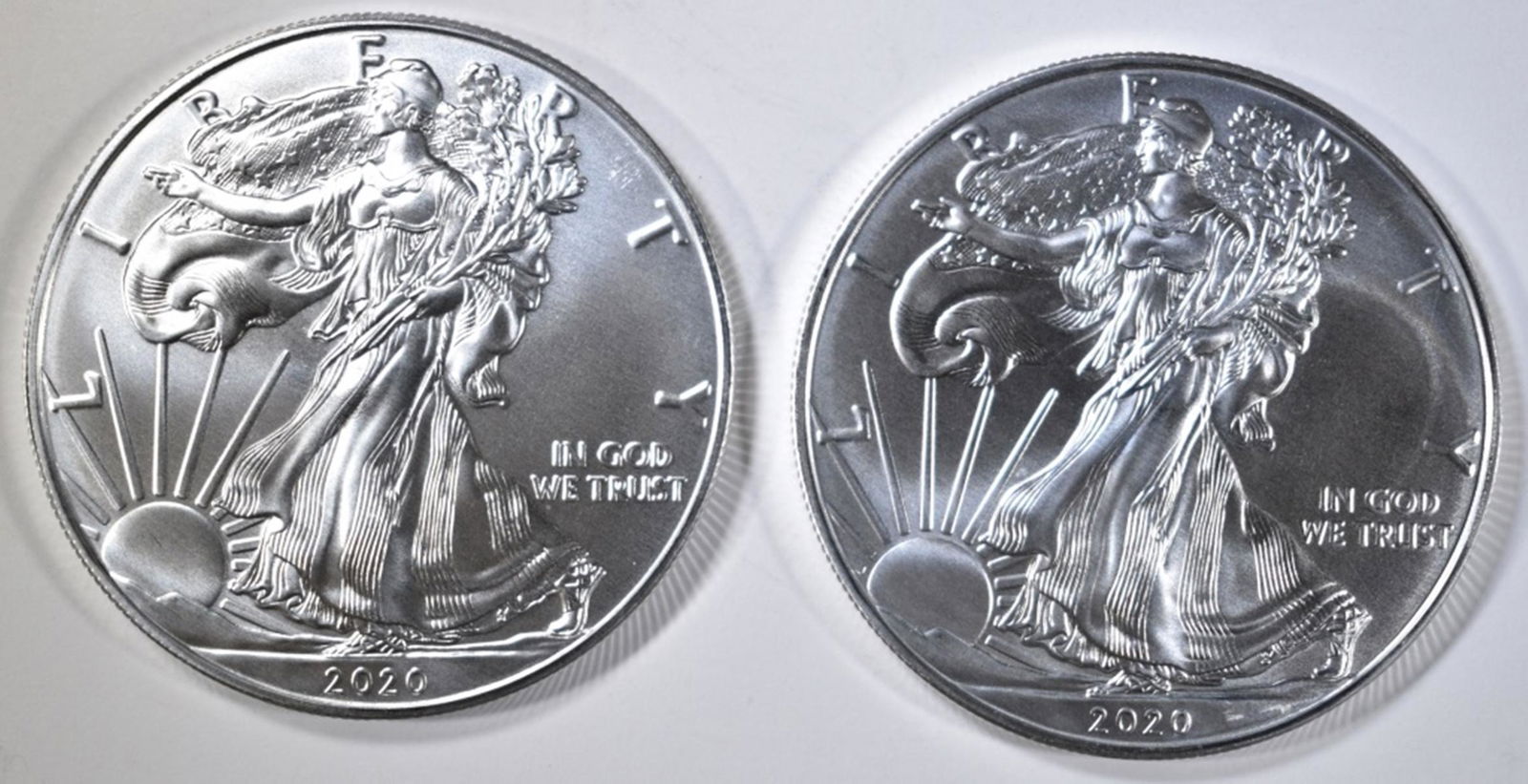 2-GEM BU 2020 AMERICAN SILVER EAGLES (1 of 2)
