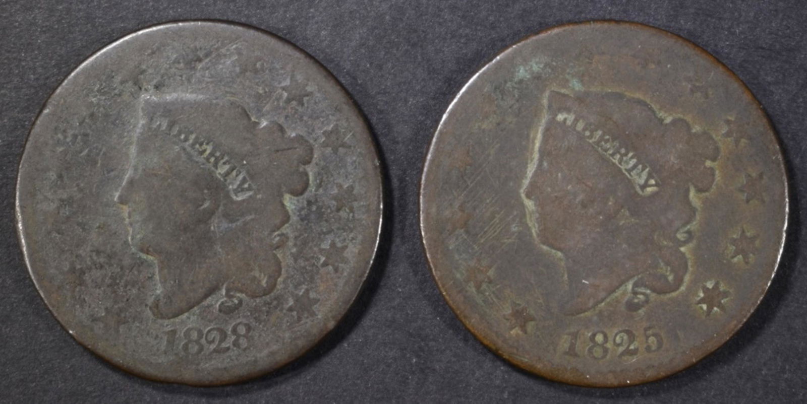 1825 & 1828 LARGE CENTS AG/G (1 of 2)
