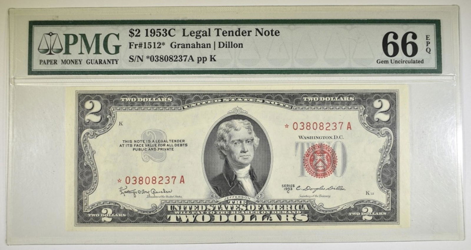 1953-C $2.00 STAR NOTE, PMG 66 EPQ (1 of 2)