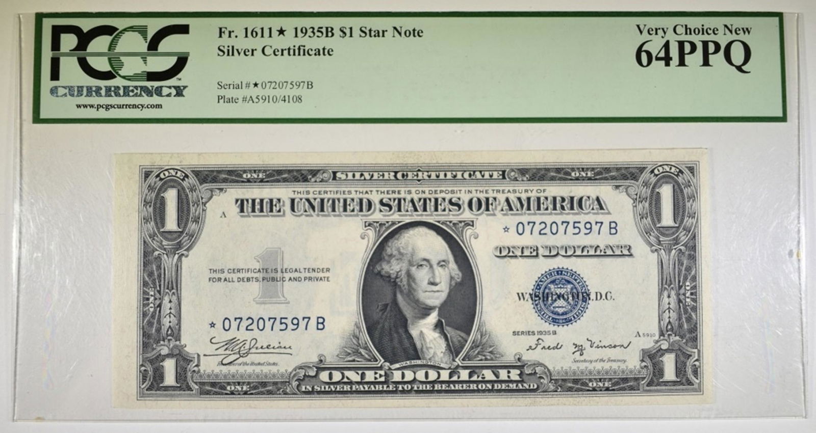1935-B $1.00 SILVER CERT STAR NOTE PCGS-64PPQ (1 of 2)