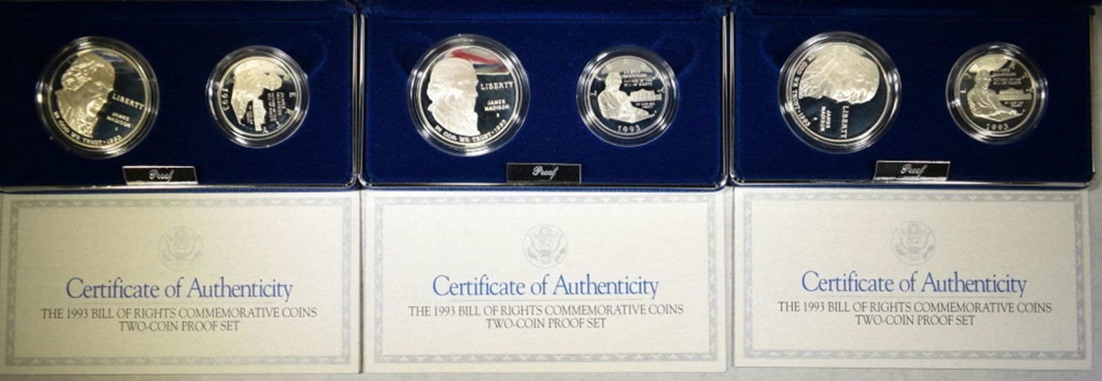 3-2-PIECE PROOF BILL OF RIGHTS COMMEM SETS (1 of 2)