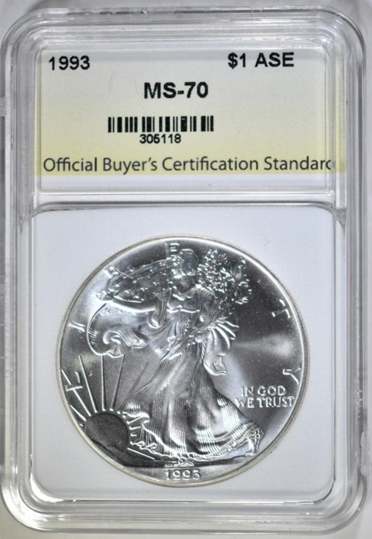 1993 AMERICAN SILVER EAGLE, OBCS PERFECT GEM BU (1 of 4)