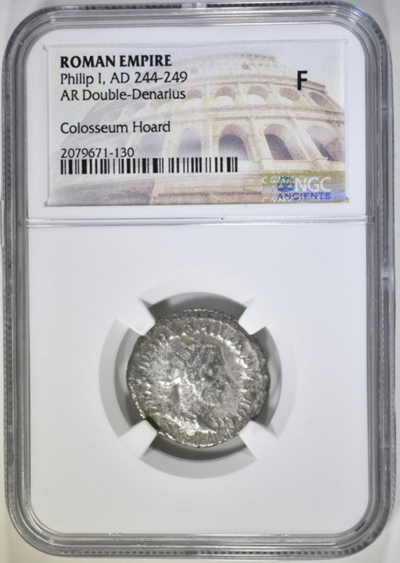 AD 244-249 PHILIP I NGC F: ROMAN EMPIRE. AR DOUBLE-DENARIUS. ESTIMATE $125 - $150.