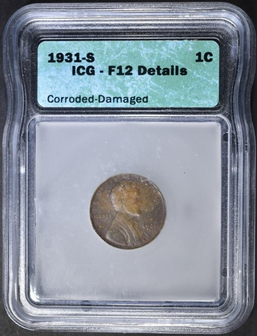 1931-S LINCOLN CENT  ICG F-12 DETAILS (1 of 4)