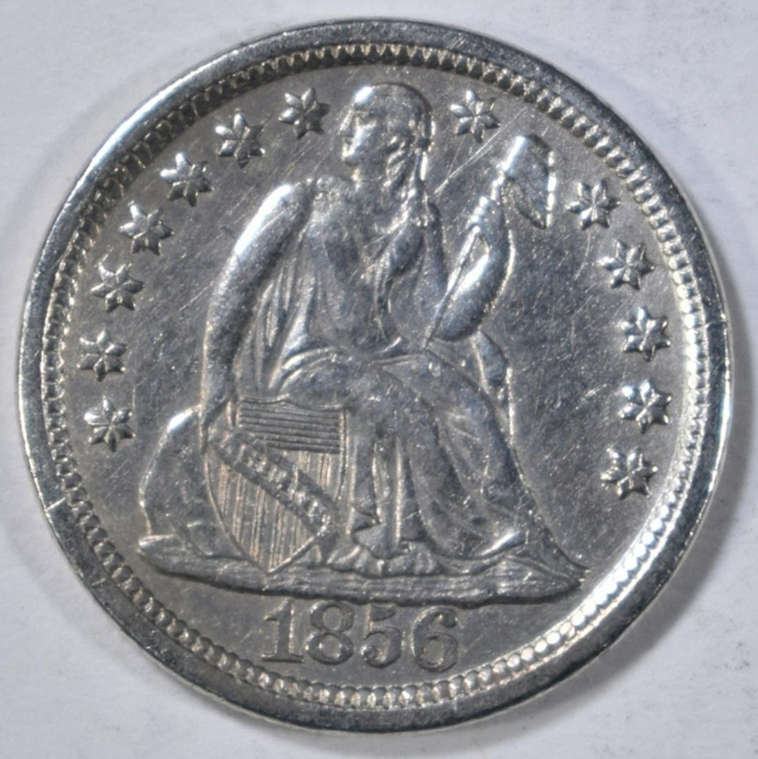 1856 LARGE DATE SEATED LIBERTY DIME  AU (1 of 2)