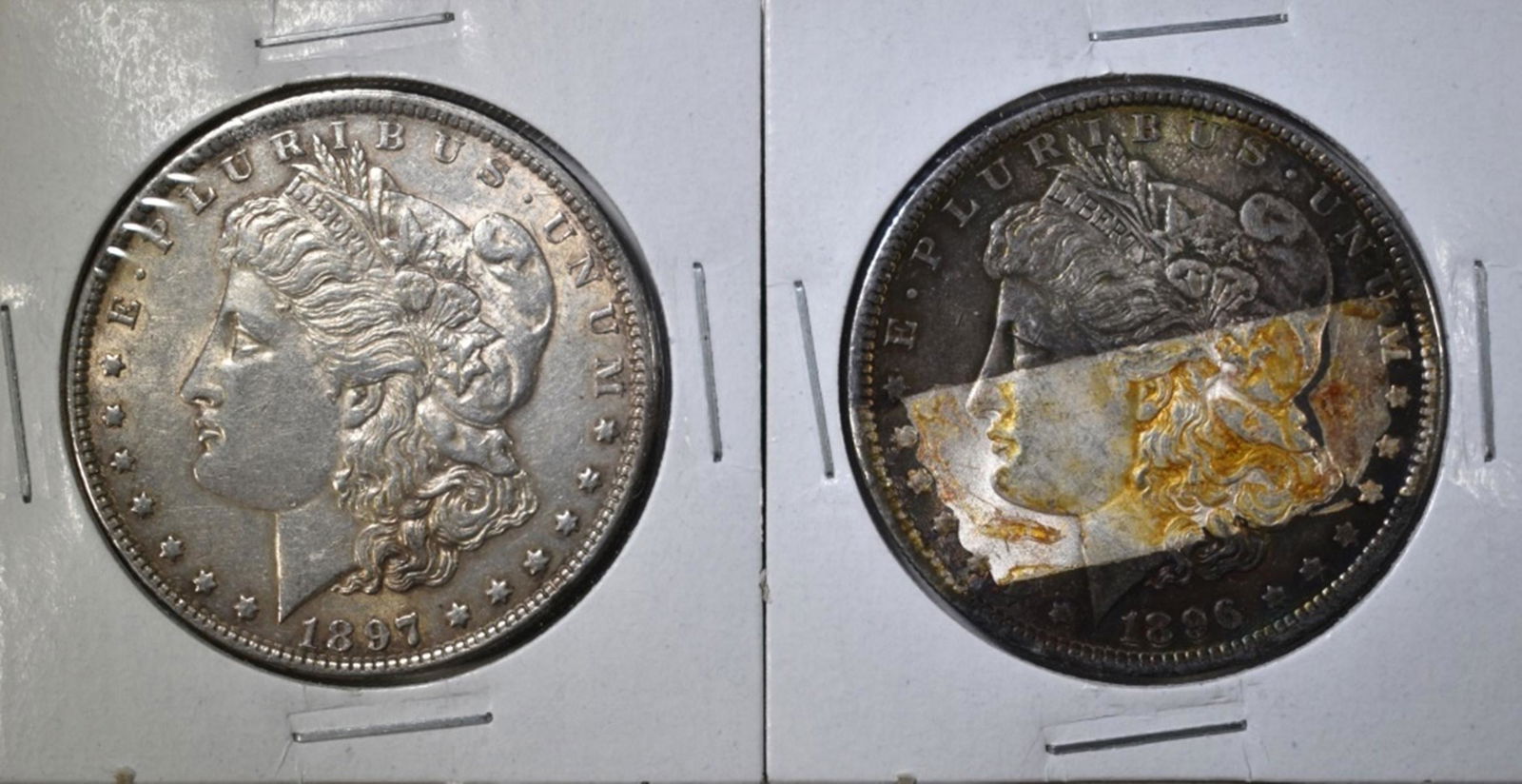 1896 XF TONING & 1897 AU MORGAN DOLLARS (1 of 2)