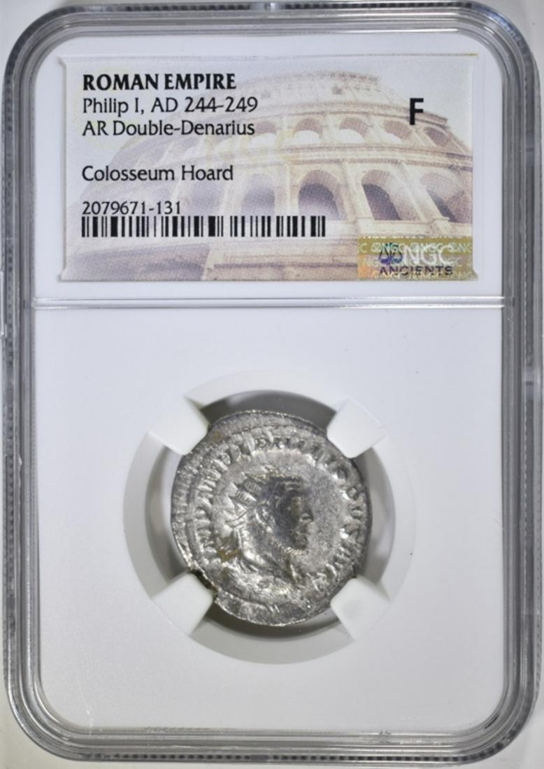 AD 244-249 PHILIP I NGC F: ROMAN EMPIRE. AR DOUBLE-DENARIUS. ESTIMATE $125 - $150.